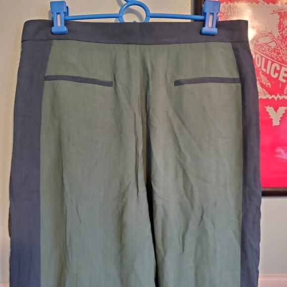 The Row Green Blue Stripe Cuffed Hem Straight Leg Slacks Pants Womens Size 8 - Picture 6 of 16